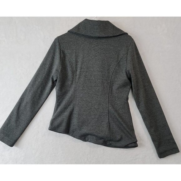Hem & Thread Women's Asymmetrical Full Zip Riding Jacket Grey Size Medium - Picture 6 of 16